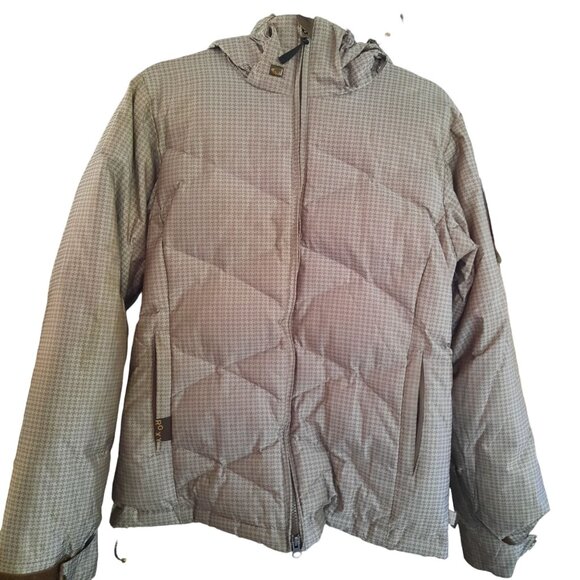 Roxy cream herringbone print endurance 10,000mm down ski winter jacket - Picture 2 of 9